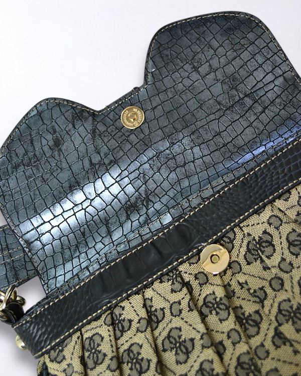Vintage Guess Chain Strap Shoulder Bag | Monogram & Faux Croc Y2K Style