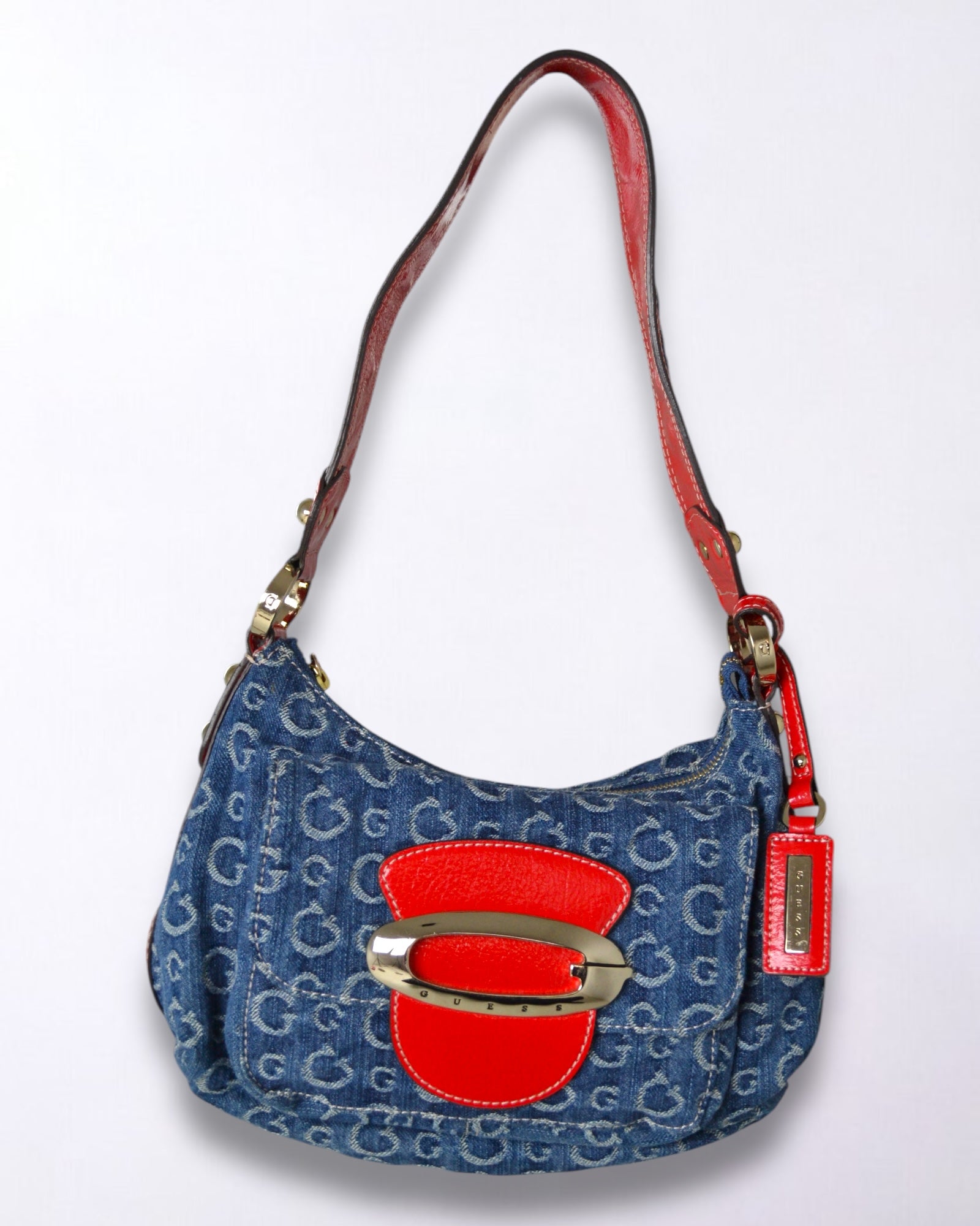 guess mini denim backpack Vintage Guess Bag Denim | Y2K Monogram Shoulder Purse – Lyons way