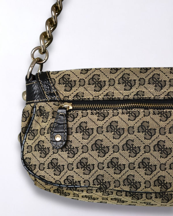 Vintage Guess Chain Strap Shoulder Bag | Monogram & Faux Croc Y2K Style