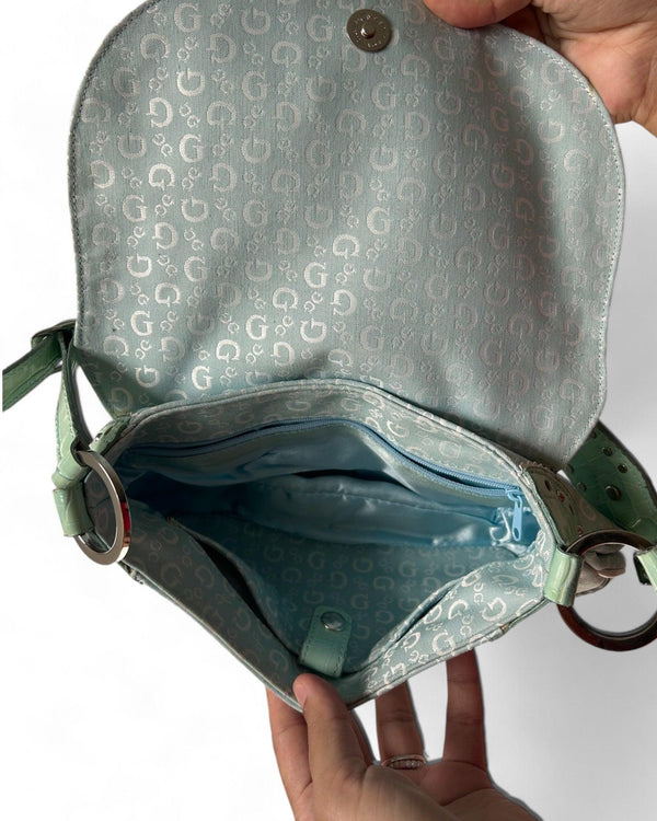 Vintage Guess Bag Blue/ Green Y2K by Guess - BAG available on lyonsway.com for 135.00 . Perfect for ABOVE €125, BABY BLUE, BLUE, GREEN, GUESS .