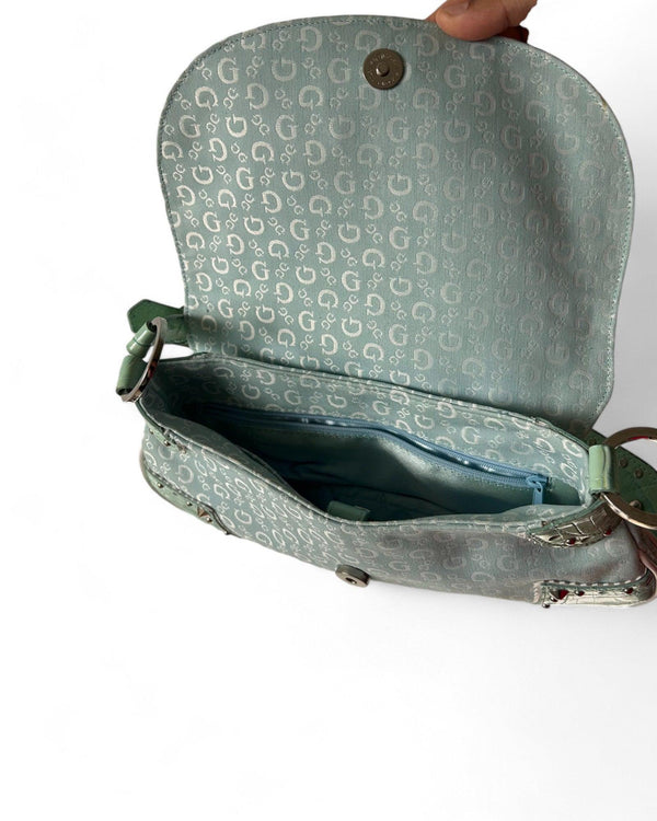 Vintage Guess Bag Blue/ Green Y2K by Guess - BAG available on lyonsway.com for 135.00 . Perfect for ABOVE €125, BABY BLUE, BLUE, GREEN, GUESS .