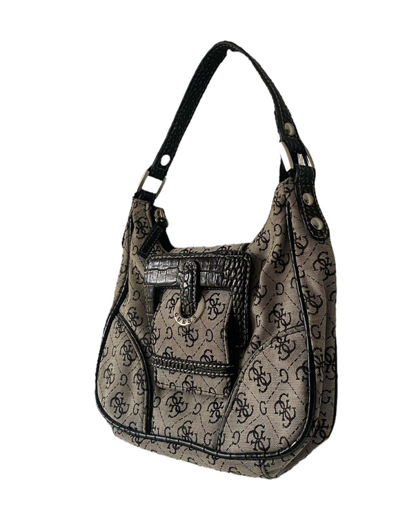 Vintage Guess Bag Monogram Grey Black Retro by Lyons way | Online Handpicked Vintage Clothing Store - retro guess bag available on lyonsway.com for 85.00 . Perfect for GREY, GUESS, €75-€100 .