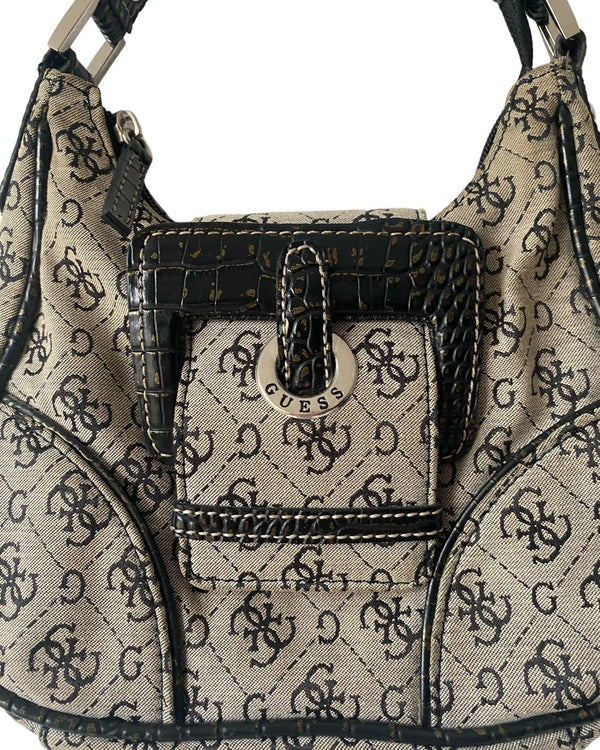 Vintage Guess Bag Monogram Grey Black Retro by Lyons way | Online Handpicked Vintage Clothing Store - retro guess bag available on lyonsway.com for 85.00 . Perfect for GREY, GUESS, €75-€100 .