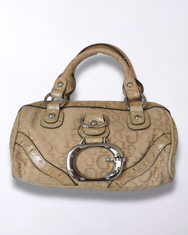 Vintage Guess Handbag | Beige Monogram Purse by Guess - hand bag available on lyonsway.com for 105.00 . Perfect for .