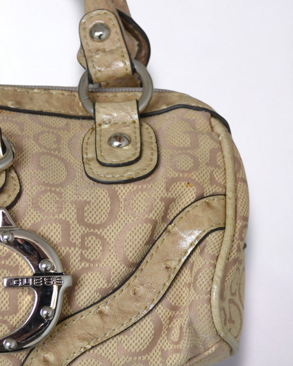 Vintage Guess Handbag | Beige Monogram Purse by Guess - hand bag available on lyonsway.com for 105.00 . Perfect for .