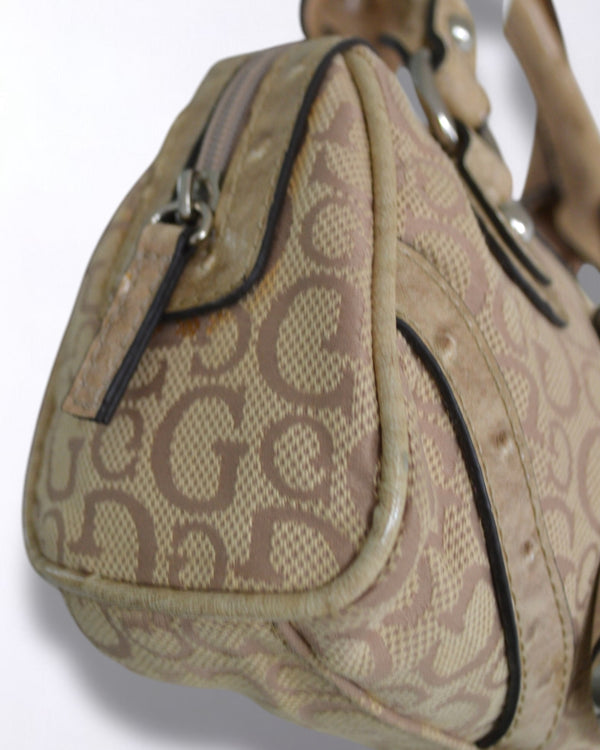 Vintage Guess Handbag | Beige Monogram Purse by Guess - hand bag available on lyonsway.com for 105.00 . Perfect for .