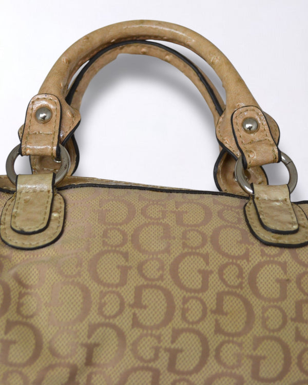 Vintage Guess Handbag | Beige Monogram Purse by Guess - hand bag available on lyonsway.com for 105.00 . Perfect for .