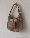 Sac à main Guess vintage beige latte en cuir monogrammé