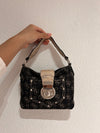 Vintage Guess Bag Black Denim Monogram Handbag Y2K