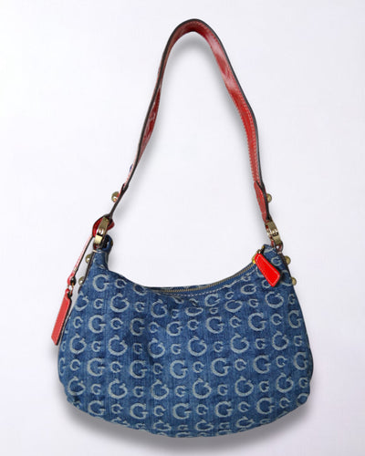 Vintage Guess Bag Denim | Y2K Monogram Shoulder Purse