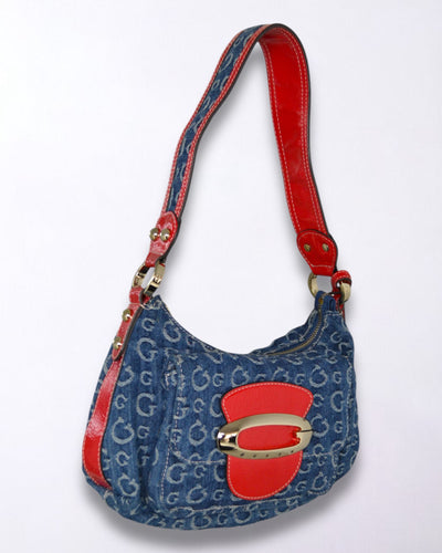 Vintage Guess Bag Denim | Y2K Monogram Shoulder Purse