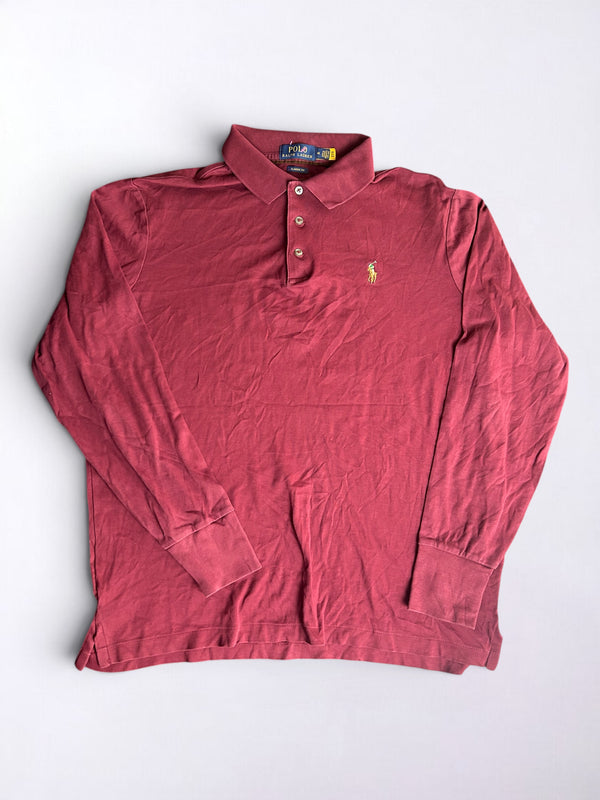 Vintage Ralph Lauren Long Sleeve Polo Shirt Red Size M