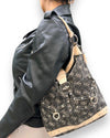 Large Denim Black Vintage Guess Bag Monogram Y2K Lyons Way - Lyons way | Online Handpicked Vintage Clothing Store