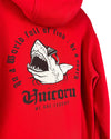 Red Vintage Shark Hoodie Size M - Lyons way | Online Handpicked Vintage Clothing Store