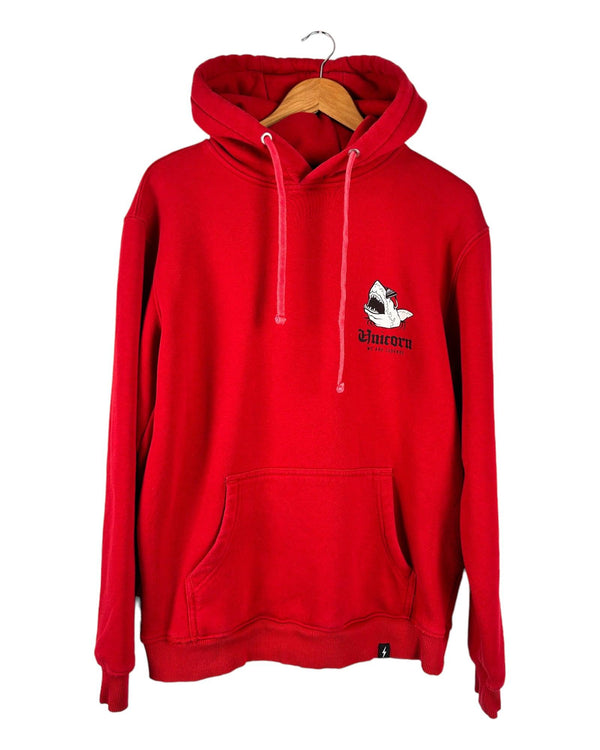 Red Vintage Shark Hoodie Size M by Lyonswayshop - hoodie available on lyonsway.com for 34.95 . Perfect for GRAPHIC, M, OTHER BRANDS, PROMOTION, RED, vintage, €25-€55 .