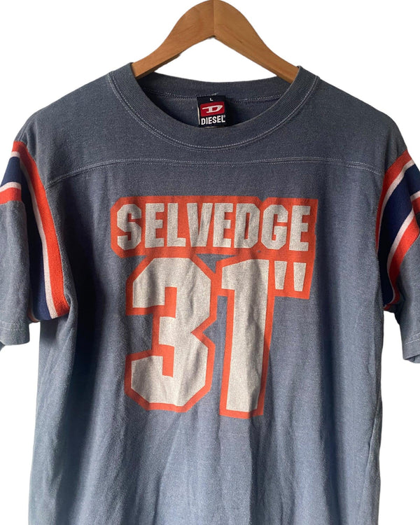 Vintage Diesel Selvedge T-Shirt Size L by Lyons way | Online Handpicked Vintage Clothing Store - available on lyonsway.com for 28.00 . Perfect for BLUE, DARK BLUE, DIESEL, OTHER BRANDS, €25-€55 .