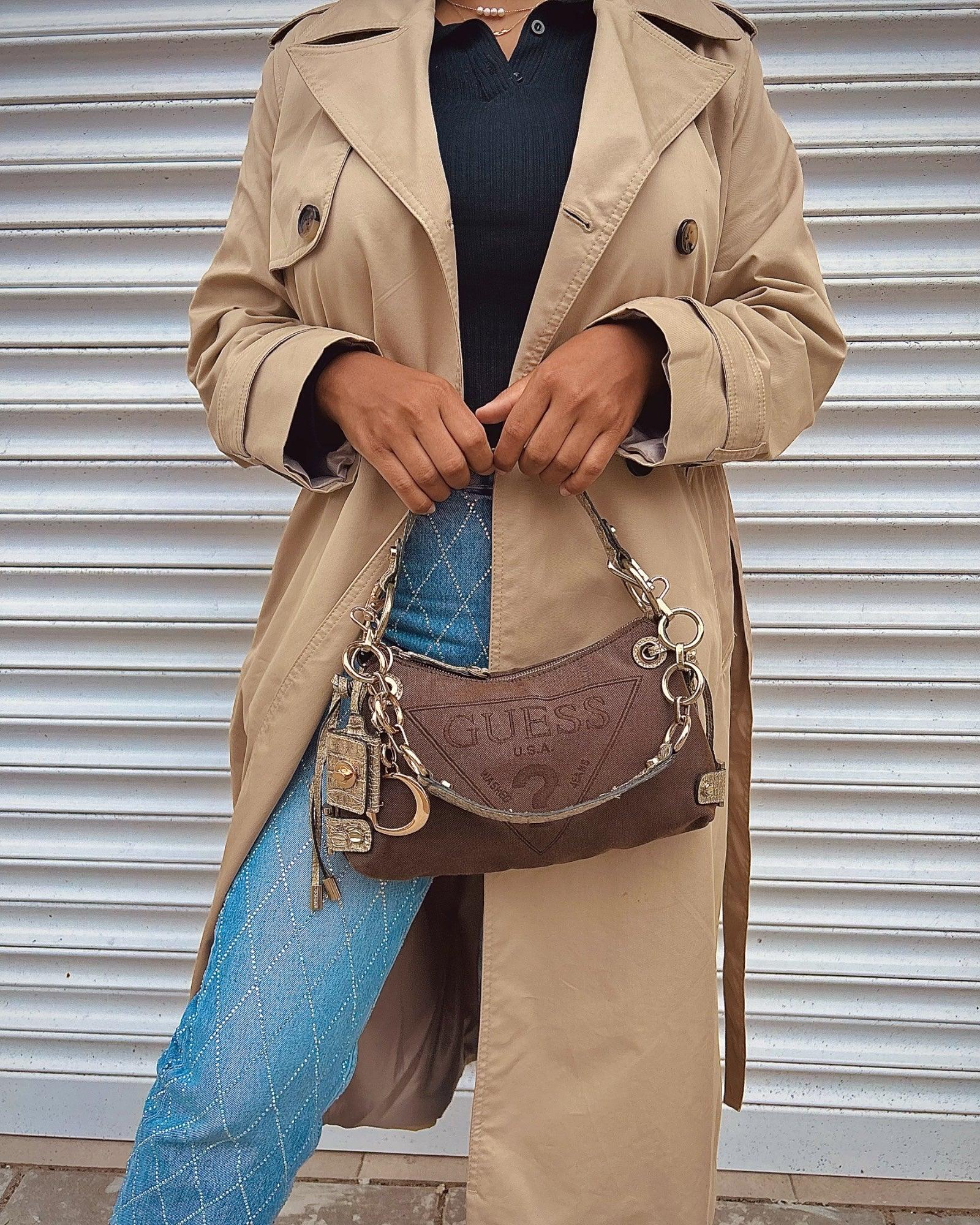 Linen handbag GUESS Brown in Linen - 40780853