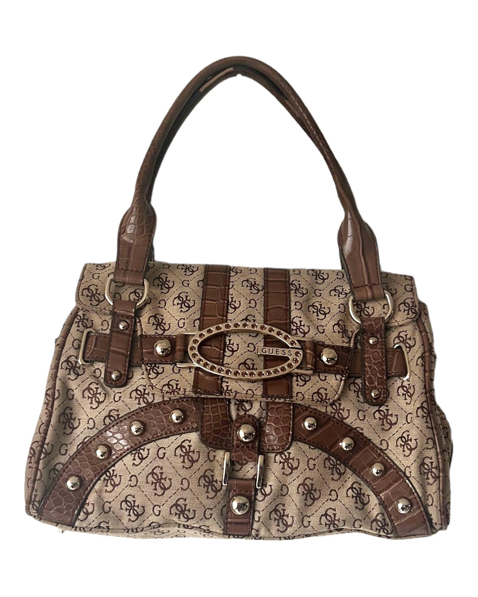 GUESS Women Handbag Monogram G Logo Print Brown Purse Shoulder Bag | eBay
