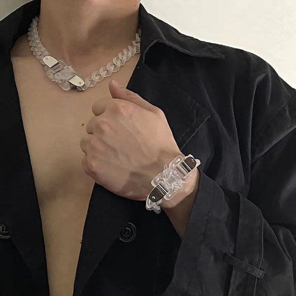 Y2K Buckle Men's Bracelet by Lyons way | Online Handpicked Vintage Clothing Store - available on lyonsway.com for 21.83 . Perfect for accessories,chain bracelet,chain necklace,clear buckle men's chain necklace,for him,gift,jewelry .