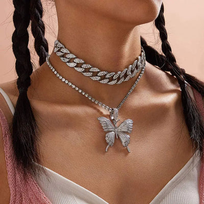 Y2K Butterfly Charm Necklace Set by Lyons way | Online Handpicked Vintage Clothing Store - available on lyonsway.com for 49.37 . Perfect for jewelry,necklace .