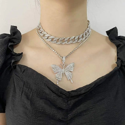 Y2K Butterfly Charm Necklace Set by Lyons way | Online Handpicked Vintage Clothing Store - available on lyonsway.com for 49.37 . Perfect for jewelry,necklace .