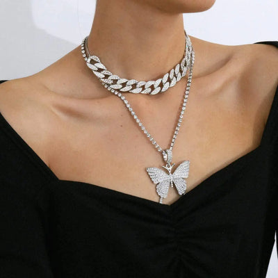 Y2K Butterfly Charm Necklace Set by Lyons way | Online Handpicked Vintage Clothing Store - available on lyonsway.com for 49.37 . Perfect for jewelry,necklace .
