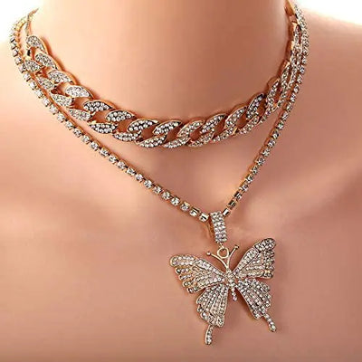 Y2K Butterfly Charm Necklace Set by Lyons way | Online Handpicked Vintage Clothing Store - available on lyonsway.com for 49.37 . Perfect for jewelry,necklace .