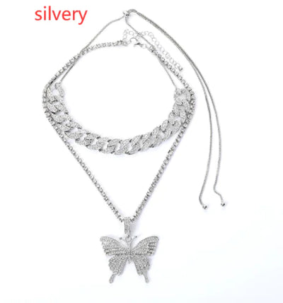 Y2K Butterfly Charm Necklace Set by Lyons way | Online Handpicked Vintage Clothing Store - available on lyonsway.com for 49.37 . Perfect for jewelry,necklace .