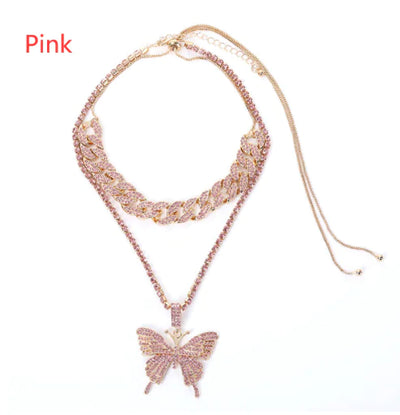 Y2K Butterfly Charm Necklace Set by Lyons way | Online Handpicked Vintage Clothing Store - available on lyonsway.com for 49.37 . Perfect for jewelry,necklace .