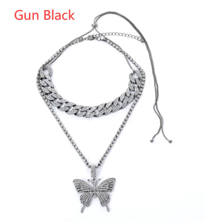 Y2K Butterfly Charm Necklace Set by Lyons way | Online Handpicked Vintage Clothing Store - available on lyonsway.com for 49.37 . Perfect for jewelry,necklace .