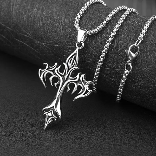 Y2K Cross Stainless Steel Necklace by Lyons way | Online Handpicked Vintage Clothing Store - available on lyonsway.com for 14.20 . Perfect for .