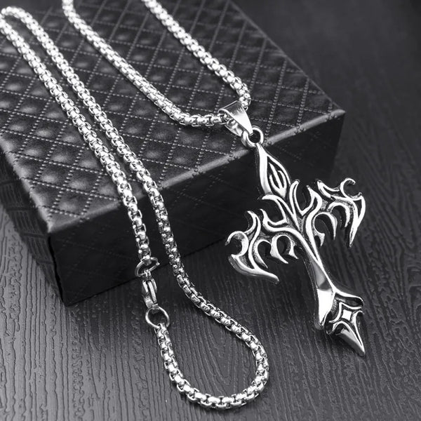 Y2K Cross Stainless Steel Necklace by Lyons way | Online Handpicked Vintage Clothing Store - available on lyonsway.com for 14.20 . Perfect for .