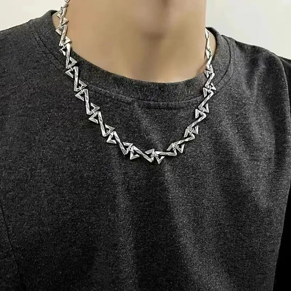 Y2K Gothic Stainless Steel Chain Necklace by Lyons way | Online Handpicked Vintage Clothing Store - available on lyonsway.com for 20.49 . Perfect for accessory,gift,jewelry,necklace .