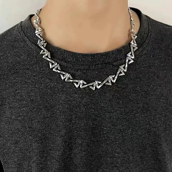 Y2K Gothic Stainless Steel Chain Necklace by Lyons way | Online Handpicked Vintage Clothing Store - available on lyonsway.com for 20.49 . Perfect for accessory,gift,jewelry,necklace .