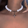 Y2K Pearl Beads Cross Necklace by Lyons way | Online Handpicked Vintage Clothing Store - available on lyonsway.com for 17.10 . Perfect for cross,jewelry,necklace,pearl .