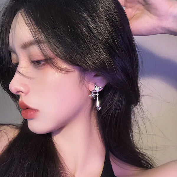 Y2K Sparkle Drop Tassel Earrings by Lyons way | Online Handpicked Vintage Clothing Store - available on lyonsway.com for 15.21 . Perfect for earrings,jewelry .