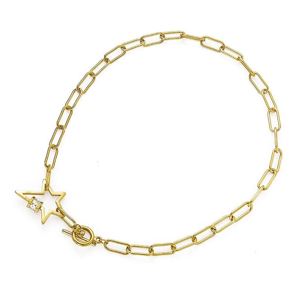 Y2K Stainless Steel Gold Toggle Star Necklace by Lyons way | Online Handpicked Vintage Clothing Store - available on lyonsway.com for 23.92 . Perfect for .