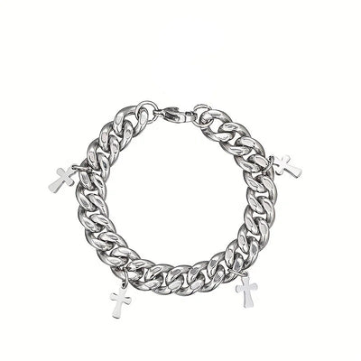 Y2K Titanium Steel Cross Simple Bracelet by Lyons way | Online Handpicked Vintage Clothing Store - available on lyonsway.com for 23.75 . Perfect for .