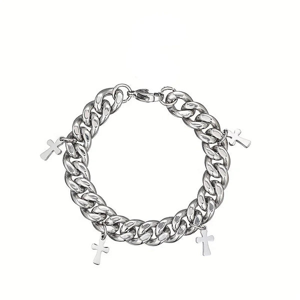 Y2K Titanium Steel Cross Simple Bracelet by Lyons way | Online Handpicked Vintage Clothing Store - available on lyonsway.com for 23.75 . Perfect for .