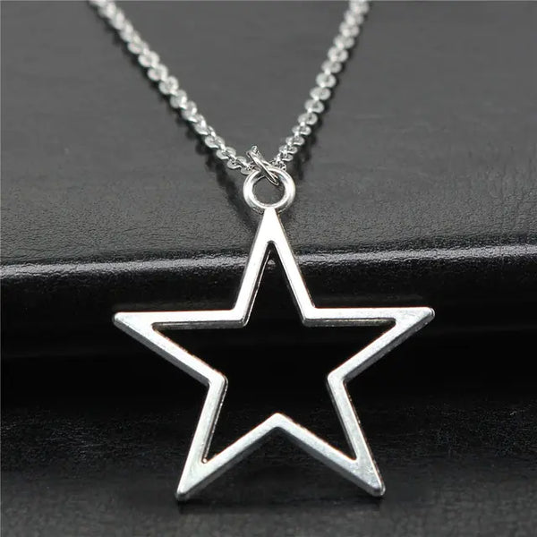 Y2K Vintage Hollow Star Pendant Necklace by Lyons way | Online Handpicked Vintage Clothing Store - available on lyonsway.com for 13.93 . Perfect for accessory,gift,jewelry,necklace .