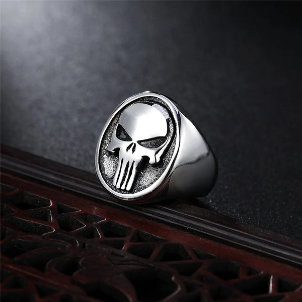 Y2K Vintage Punisher Ring: Stainless Steel by Lyons way | Online Handpicked Vintage Clothing Store - available on lyonsway.com for 19.93 . Perfect for .