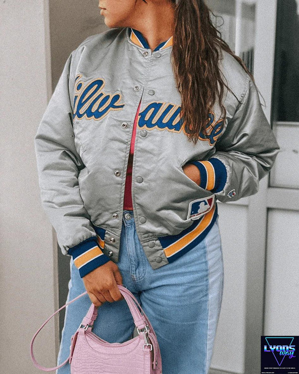 vintage dresses milwaukee RARE BASEBALL JACKET VINTAGE MILWAUKEE BREWERS SIZE M – Lyons way