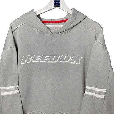 REEBOK GREY/WHITE HOODIE IN SIZE L by reebok - HOODIE available on lyonsway.com for 40.00 . Perfect for GREY, L, REEBOK, SIZE L, €25-€55 .