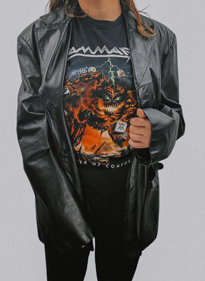 Vintage Black Leather Jacket Size L by Him - available on lyonsway.com for 55.00 . Perfect for BLACK, L, SALE, size L, €25-€55 .